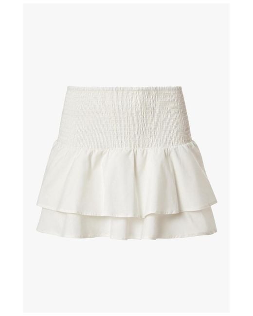 WeWoreWhat White Smocked Ruffle Mini Skirt