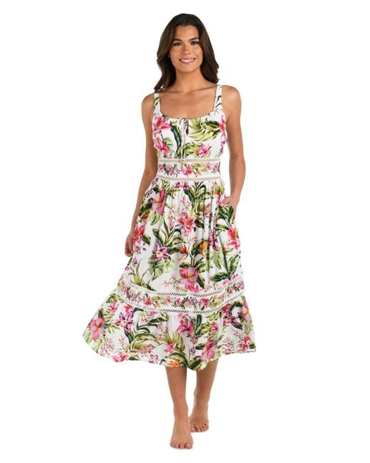 La Blanca Women's White Polynesian Cover-up Dress