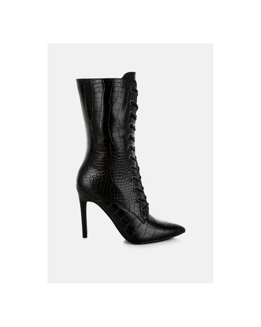 LONDON RAG Black Knocturn Croc Textured Over The Boots