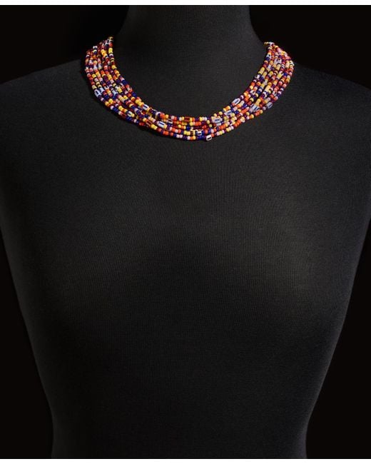 Style & Co. Gold-tone Color Seed Bead Layered Collar Necklace