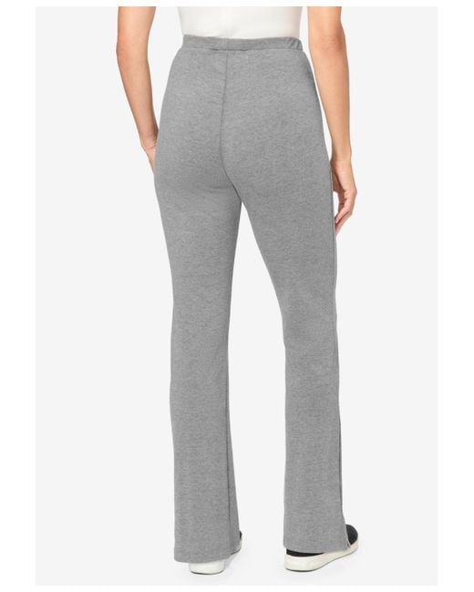 Woman Within Gray Plus Size Within Stretch-cotton Knit Pull-on Bootcut leggings