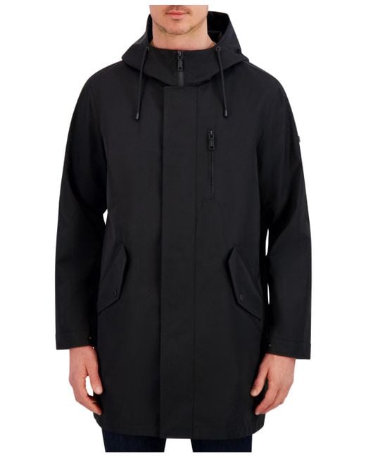 Vince Camuto Black Luxe Twill Duffle Transitional Coat for men