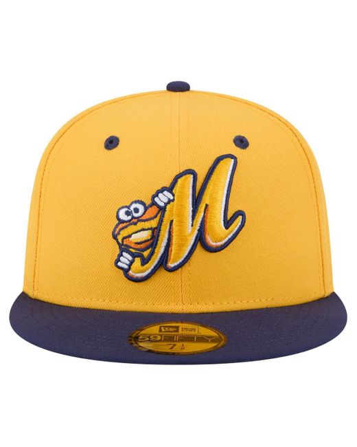 KTZ Yellow Gold/navy Montgomery Biscuits Authentic Collection 59fifty Fitted Hat for men