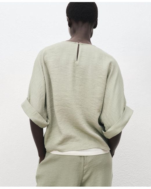 Mango Natural Turn-up Sleeves Oversized Blouse