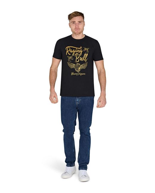 Raging Bull Black Mf Wings Print T-shirt for men