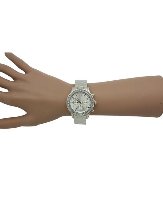 Olivia Pratt Gray Rhinestone Bezel Chronograph Bangle Watch