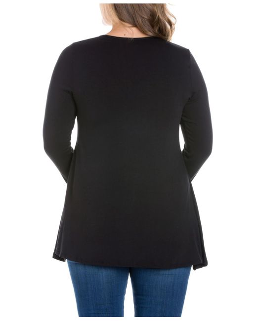 24seven Comfort Apparel Black Plus Size Poised Swing Tunic Top