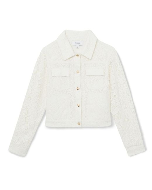 Reiss White Collared Lace Press-stud Jacket