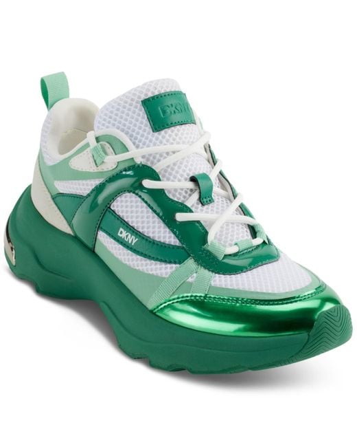 DKNY Green Juna Lace-up Running Sneakers