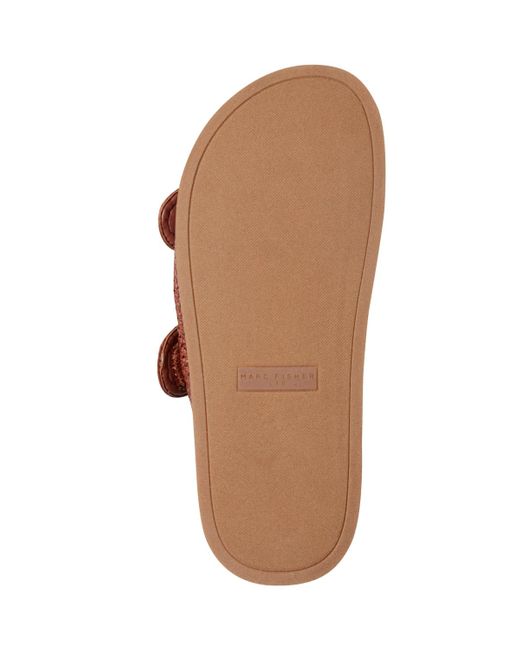 Marc Fisher Brown Valena Slip-on Casual Flat Sandals