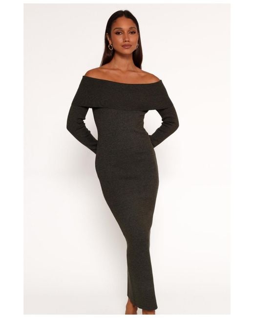 Petal & Pup Women's Black Archie Off The Shoulder Midi Dress