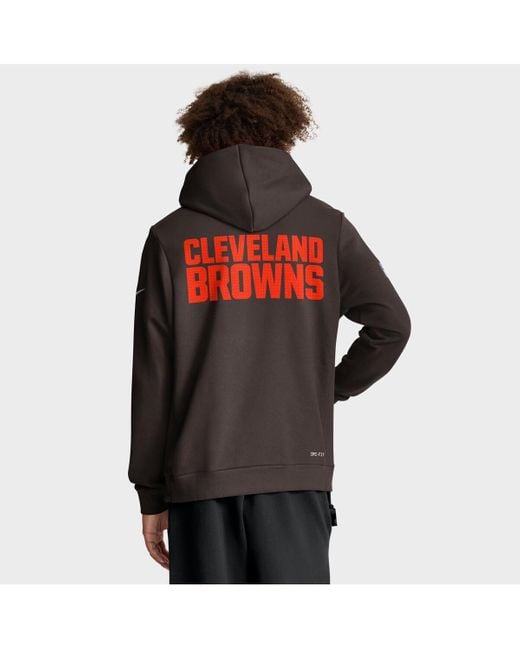 Nike Brown Cleveland S Sideline Initial Home Performance Pullover Hoodie for men