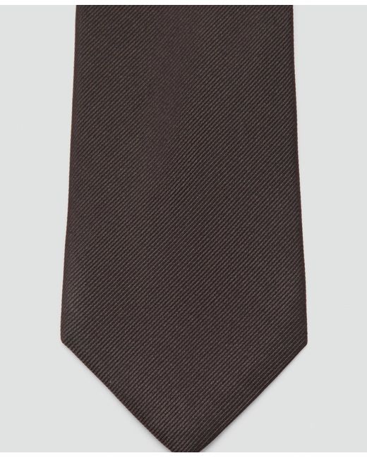 Mango Black Plain Silk Tie for men