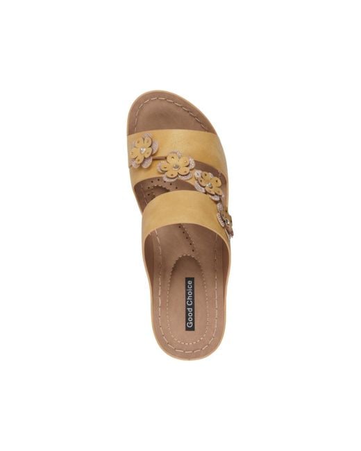 Gc Shoes Brown Halia Floral Wedge Sandals