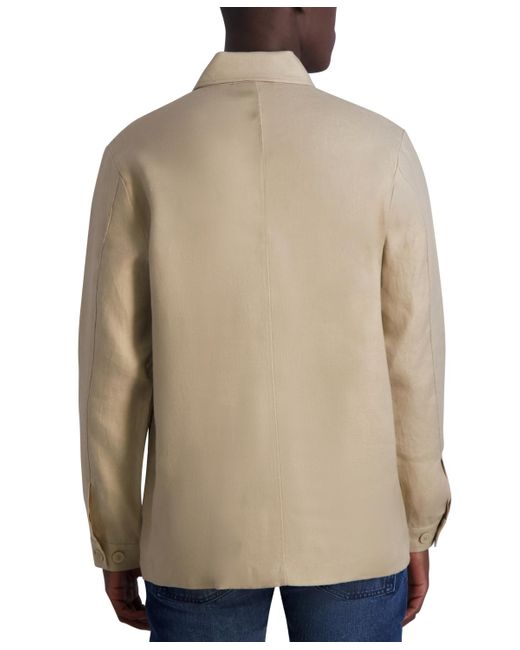 Karl Lagerfeld Natural Loose-fit Linen Safari Jacket for men