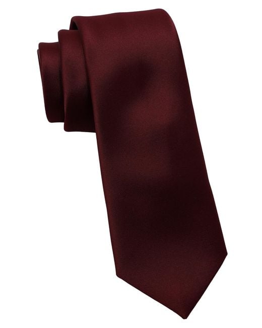 DKNY Red Shine Satin Solid Slim Tie for men