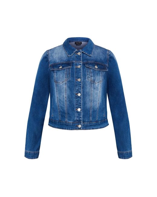City Chic Blue Plus Size Kira Denim Jacket