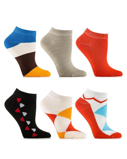Gallery Seven Orange Ankle Socks 6 Pack