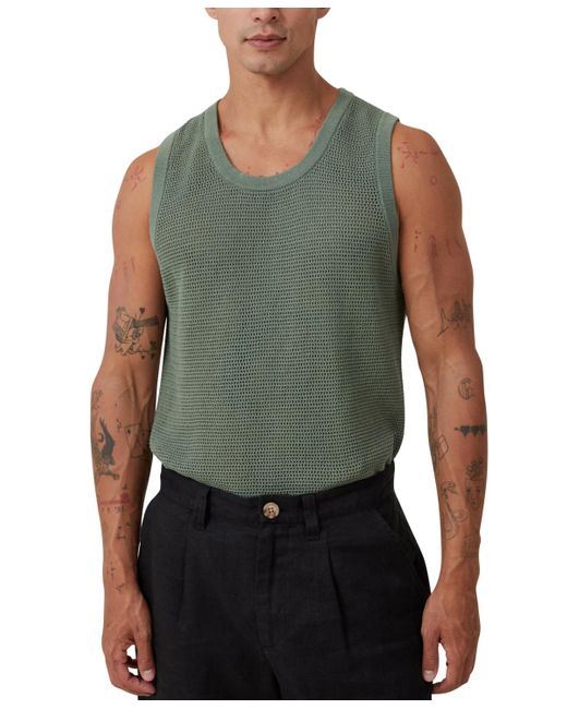 Cotton On Green Knit Tank Top for men