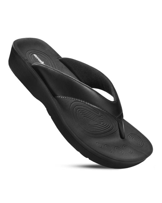 AEROTHOTIC Black Ravine Orthotic Thong Sandals