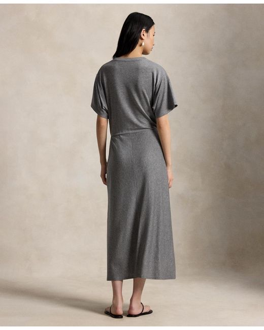 polo ralph lauren t shirt dress Cobblestone Heather Jersey Knit Crewneck Mini the relaxed bodice flows into a softly defined waist with a twist detail that enhances the silhouette. Polo Ralph Lauren Cotton Mesh