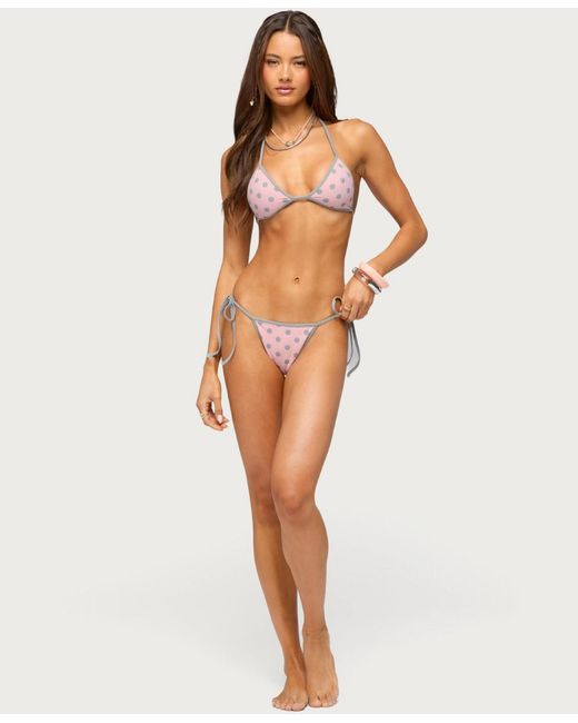 Edikted White Tora Reversible Polka Dot String Bikini Bottom