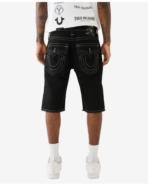 True Religion Black Ricky Fray Hem Shorts- 12" Inseam for men