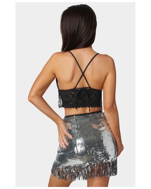 Bebe Black Lace Shrug And Sequins Cami
