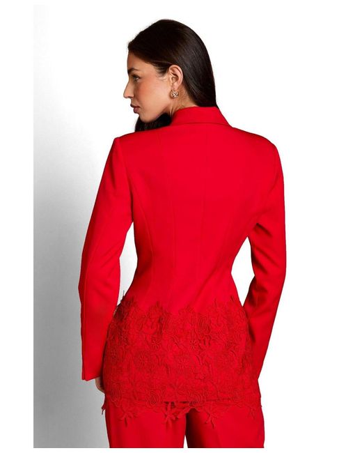 Coast Red Embroide Single Breasted Blazer