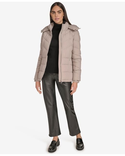 Calvin Klein Natural Short Zip Front Puffer Jacket