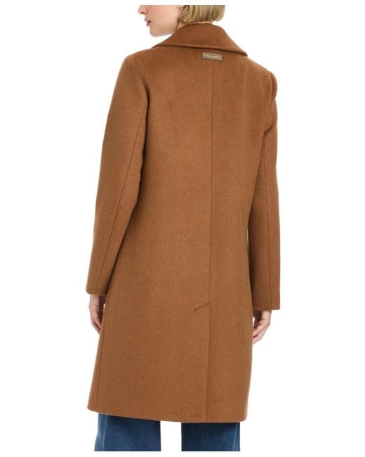 Vince Camuto Brown 38" Single-breasted Wool-blend Boyfriend Coat
