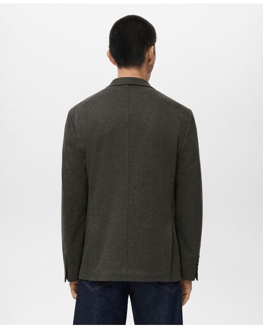 Mango Gray Slim Fit Microstructure Blazer for men