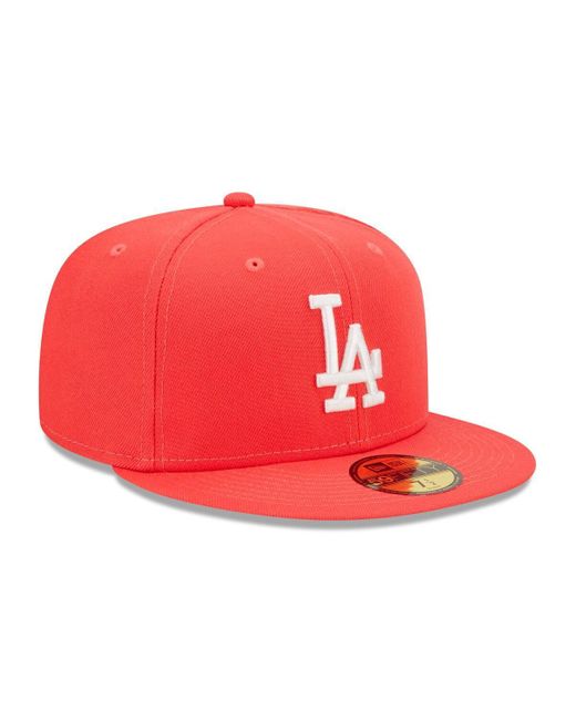 KTZ Los Angeles Dodgers Lava Highlighter Logo 59fifty Fitted Hat in Red ...