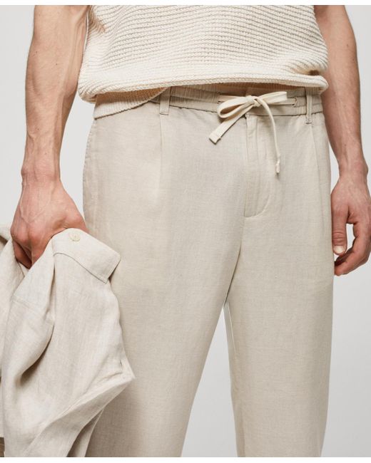 Mango Natural Slim-fit Drawstring Pants for men