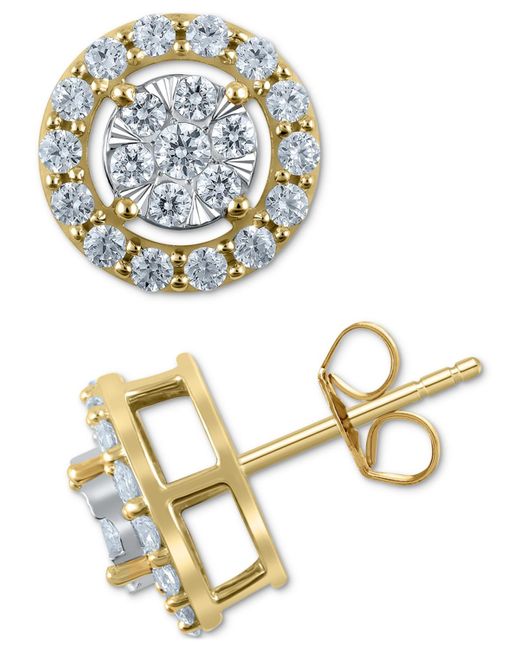 Diamond Direct Metallic Diamond Openwork Halo Cluster Stud Earrings (1 Ct. T.w.