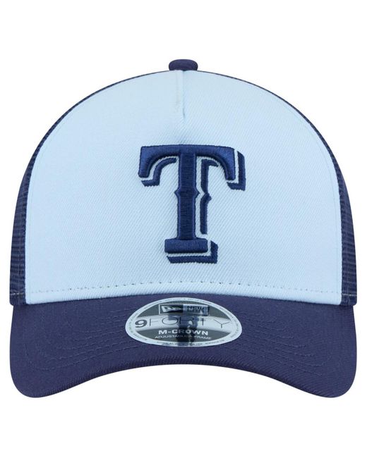 KTZ Light Blue/navy Texas Rangers 2-tone Color Pack 9forty M-crown A-frame Adjustable Hat for men