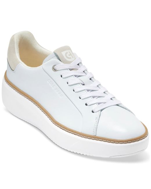 Cole Haan White Gp Topspin Faux Leather Comfort Casual And Fashion Sneakers