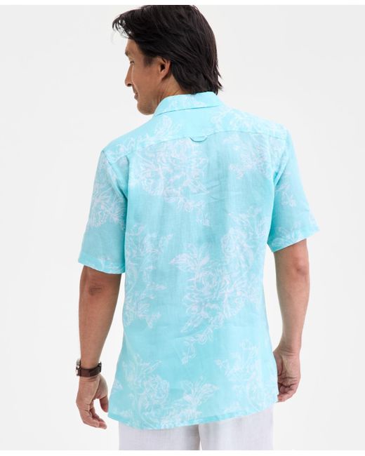Club Room Blue Casa Regular-fit Floral Button-down Linen Shirt for men