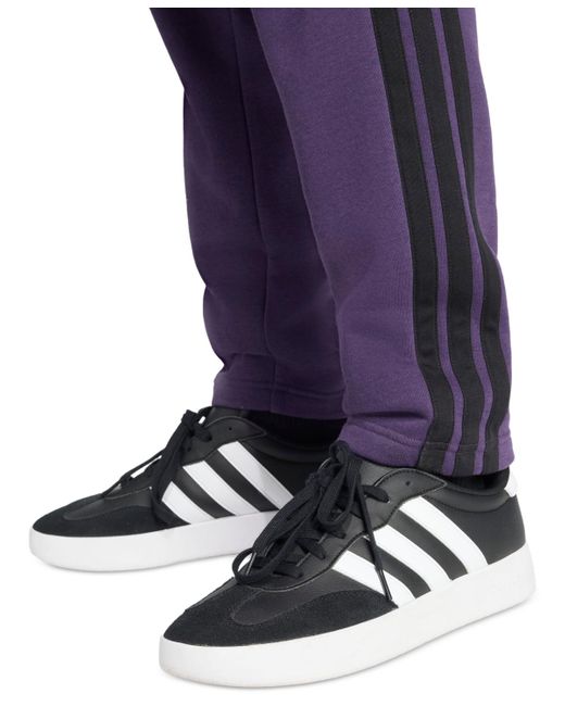 Adidas Purple Essentials Regular-fit 3-stripes Track Pants for men