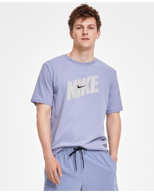 Nike Blue Relaxed Fit Dri-fit Short Sleeve Crewneck Fitness T-shirt for men
