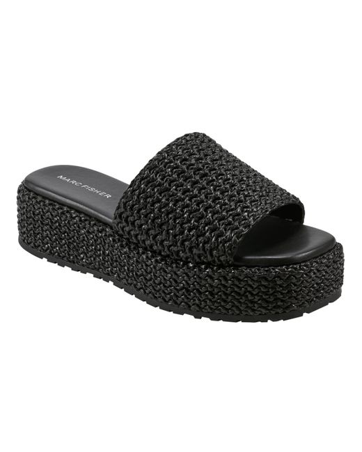 Marc Fisher Black Pais Slip-on Square Toe Casual Sandals