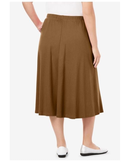 Woman Within Brown Within 7-day Knit A-line Skirt