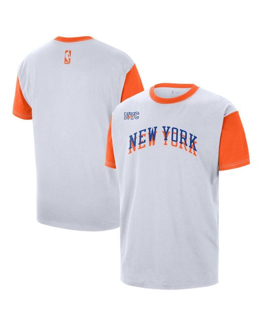 Nike White New York Knicks 2024/25 City Edition Courtside Color Block T-shirt for men