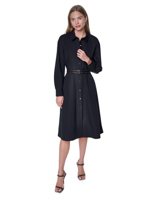 DKNY Blue Petite Roll-tab Button-down Dress