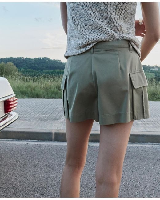 Mango Green Pockets Cargo Shorts