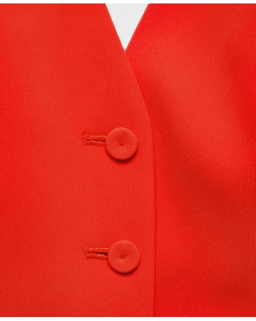 Mango Red Buttons Detail Suit Vest