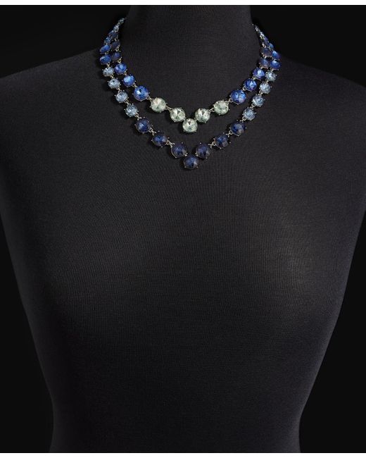 INC International Concepts Blue Mixed Stone Layered Collar Necklace