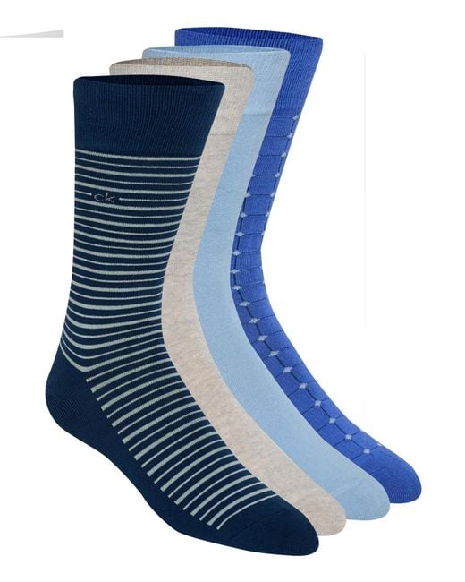 Calvin Klein Blue 4-pack Assorted Crew Socks Set for men
