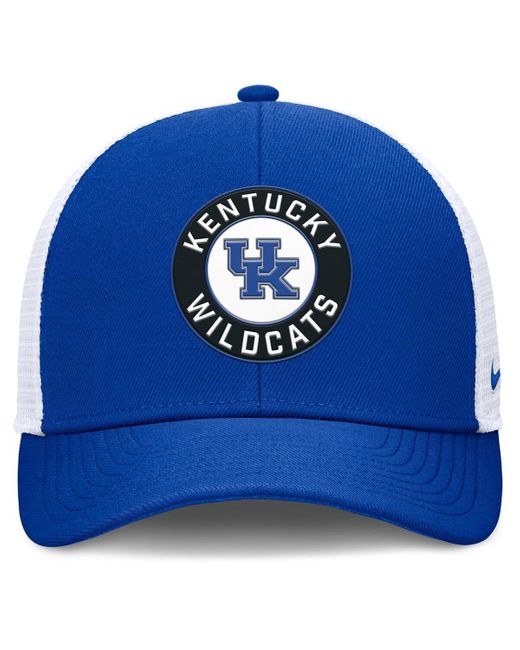 Nike Blue Royal/white Kentucky Wildcats Rise Primetime Performance Trucker Adjustable Hat for men