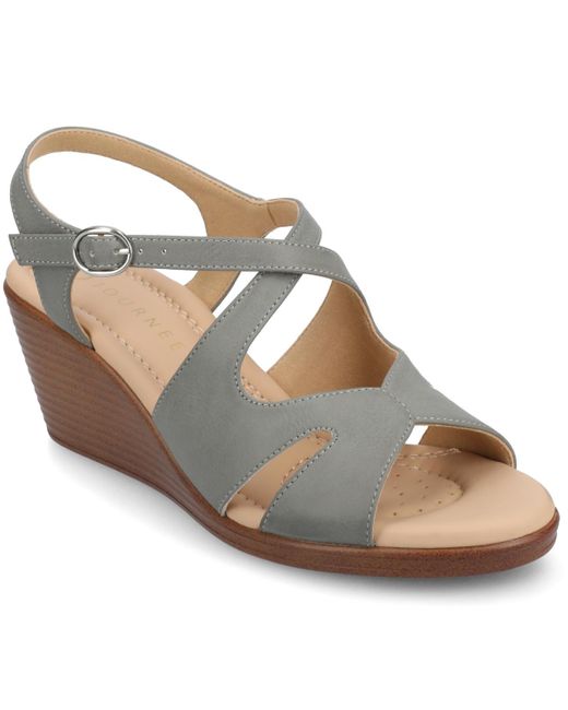 Journee Collection Metallic Kedzie2 Strappy Wedge Sandals